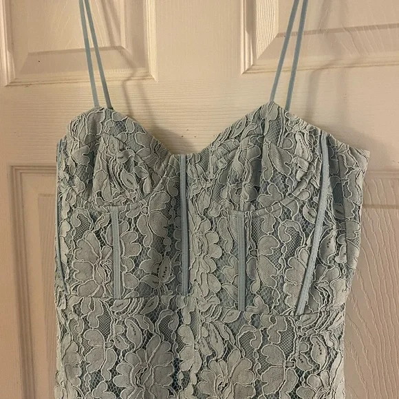 BARDOT Lace Spaghetti-Strap Sheath Dress in Light Blue - Picture 8 of 12